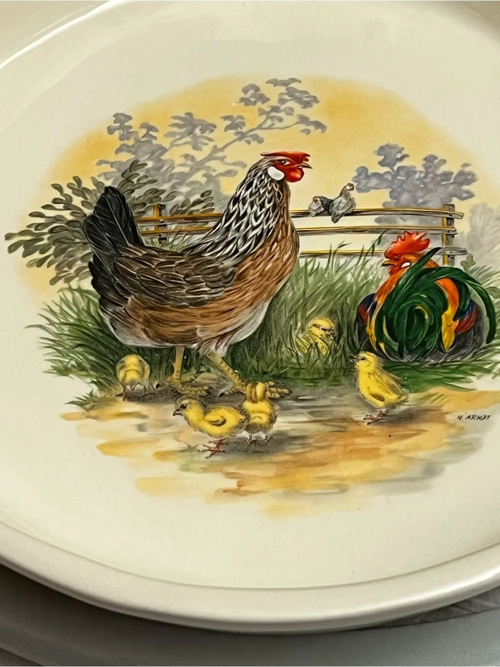 Vintage Ceramic Chicken Rooster Skillet Wall Hanging Farmhouse Serving Dish